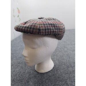 Vintage Balke Hat Cap Fitted Mens Houndstooth Plaid Newsboy Flat Cap Germany 80s